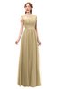ColsBM Ellery Gold Bridesmaid Dresses A-line Half Backless Elegant Floor Length Short Sleeve Bateau