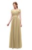 ColsBM Ellery Gold Bridesmaid Dresses A-line Half Backless Elegant Floor Length Short Sleeve Bateau