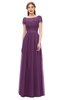 ColsBM Ellery Grape Juice Bridesmaid Dresses A-line Half Backless Elegant Floor Length Short Sleeve Bateau