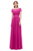 ColsBM Ellery Hot Pink Bridesmaid Dresses A-line Half Backless Elegant Floor Length Short Sleeve Bateau