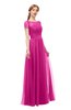 ColsBM Ellery Hot Pink Bridesmaid Dresses A-line Half Backless Elegant Floor Length Short Sleeve Bateau