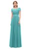 ColsBM Ellery Lake Blue Bridesmaid Dresses A-line Half Backless Elegant Floor Length Short Sleeve Bateau