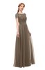 ColsBM Ellery Latte Bridesmaid Dresses A-line Half Backless Elegant Floor Length Short Sleeve Bateau