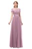 ColsBM Ellery Lilas Bridesmaid Dresses A-line Half Backless Elegant Floor Length Short Sleeve Bateau