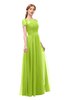 ColsBM Ellery Lime Green Bridesmaid Dresses A-line Half Backless Elegant Floor Length Short Sleeve Bateau