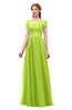 ColsBM Ellery Lime Green Bridesmaid Dresses A-line Half Backless Elegant Floor Length Short Sleeve Bateau