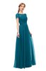 ColsBM Ellery Midnight Blue Bridesmaid Dresses A-line Half Backless Elegant Floor Length Short Sleeve Bateau