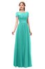 ColsBM Ellery Mint Green Bridesmaid Dresses A-line Half Backless Elegant Floor Length Short Sleeve Bateau