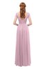ColsBM Ellery Mist Pink Bridesmaid Dresses A-line Half Backless Elegant Floor Length Short Sleeve Bateau