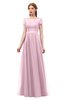 ColsBM Ellery Mist Pink Bridesmaid Dresses A-line Half Backless Elegant Floor Length Short Sleeve Bateau