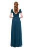ColsBM Ellery Moroccan Blue Bridesmaid Dresses A-line Half Backless Elegant Floor Length Short Sleeve Bateau