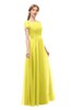 ColsBM Ellery Pale Yellow Bridesmaid Dresses A-line Half Backless Elegant Floor Length Short Sleeve Bateau