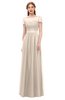 ColsBM Ellery Pastel Rose Tan Bridesmaid Dresses A-line Half Backless Elegant Floor Length Short Sleeve Bateau