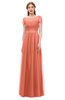 ColsBM Ellery Persimmon Orange Bridesmaid Dresses A-line Half Backless Elegant Floor Length Short Sleeve Bateau