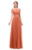 ColsBM Ellery Persimmon Bridesmaid Dresses A-line Half Backless Elegant Floor Length Short Sleeve Bateau