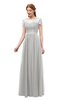 ColsBM Ellery Platinum Bridesmaid Dresses A-line Half Backless Elegant Floor Length Short Sleeve Bateau