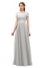 ColsBM Ellery Platinum Bridesmaid Dresses A-line Half Backless Elegant Floor Length Short Sleeve Bateau