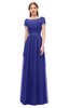 ColsBM Ellery Purple Bridesmaid Dresses A-line Half Backless Elegant Floor Length Short Sleeve Bateau