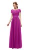 ColsBM Ellery Raspberry Bridesmaid Dresses A-line Half Backless Elegant Floor Length Short Sleeve Bateau