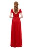 ColsBM Ellery Red Bridesmaid Dresses A-line Half Backless Elegant Floor Length Short Sleeve Bateau