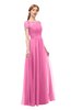 ColsBM Ellery Rose Pink Bridesmaid Dresses A-line Half Backless Elegant Floor Length Short Sleeve Bateau
