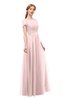 ColsBM Ellery Veiled Rose Bridesmaid Dresses A-line Half Backless Elegant Floor Length Short Sleeve Bateau
