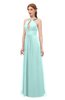 ColsBM Jayda Blue Glass Bridesmaid Dresses Zipper Halter Glamorous Sleeveless Crystals Floor Length