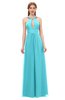 ColsBM Jayda Blue Radiance Bridesmaid Dresses Zipper Halter Glamorous Sleeveless Crystals Floor Length