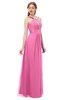 ColsBM Jayda Carnation Pink Bridesmaid Dresses Zipper Halter Glamorous Sleeveless Crystals Floor Length
