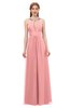 ColsBM Jayda Flamingo Pink Bridesmaid Dresses Zipper Halter Glamorous Sleeveless Crystals Floor Length
