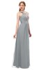 ColsBM Jayda Frost Grey Bridesmaid Dresses Zipper Halter Glamorous Sleeveless Crystals Floor Length