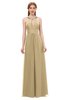 ColsBM Jayda Gold Bridesmaid Dresses Zipper Halter Glamorous Sleeveless Crystals Floor Length