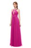 ColsBM Jayda Hot Pink Bridesmaid Dresses Zipper Halter Glamorous Sleeveless Crystals Floor Length