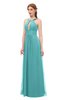 ColsBM Jayda Lake Blue Bridesmaid Dresses Zipper Halter Glamorous Sleeveless Crystals Floor Length