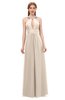 ColsBM Jayda Pastel Rose Tan Bridesmaid Dresses Zipper Halter Glamorous Sleeveless Crystals Floor Length