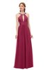 ColsBM Jayda Red Bud Bridesmaid Dresses Zipper Halter Glamorous Sleeveless Crystals Floor Length
