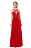 ColsBM Jayda Red Bridesmaid Dresses Zipper Halter Glamorous Sleeveless Crystals Floor Length
