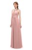 ColsBM Jayda Silver Pink Bridesmaid Dresses Zipper Halter Glamorous Sleeveless Crystals Floor Length