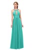 ColsBM Jayda Turquoise G97 Bridesmaid Dresses Zipper Halter Glamorous Sleeveless Crystals Floor Length