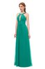 ColsBM Jayda Viridian Green Bridesmaid Dresses Zipper Halter Glamorous Sleeveless Crystals Floor Length