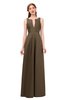 ColsBM Jayla Cocoa Brown Bridesmaid Dresses Sleeveless Sexy Zipper V-neck Floor Length Pleated