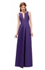 ColsBM Jayla Dark Purple Bridesmaid Dresses Sleeveless Sexy Zipper V-neck Floor Length Pleated