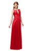 ColsBM Jayla Fiery Red Bridesmaid Dresses Sleeveless Sexy Zipper V-neck Floor Length Pleated