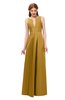 ColsBM Jayla Harvest Gold Bridesmaid Dresses Sleeveless Sexy Zipper V-neck Floor Length Pleated