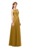 ColsBM Jayla Harvest Gold Bridesmaid Dresses Sleeveless Sexy Zipper V-neck Floor Length Pleated