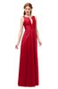 ColsBM Jayla Red Bridesmaid Dresses Sleeveless Sexy Zipper V-neck Floor Length Pleated