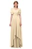 ColsBM Bailee Apricot Gelato Bridesmaid Dresses Floor Length A-line Elegant Half Backless Short Sleeve V-neck