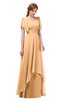 ColsBM Bailee Apricot Bridesmaid Dresses Floor Length A-line Elegant Half Backless Short Sleeve V-neck