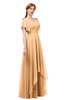ColsBM Bailee Apricot Bridesmaid Dresses Floor Length A-line Elegant Half Backless Short Sleeve V-neck