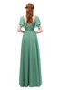 ColsBM Bailee Beryl Green Bridesmaid Dresses Floor Length A-line Elegant Half Backless Short Sleeve V-neck